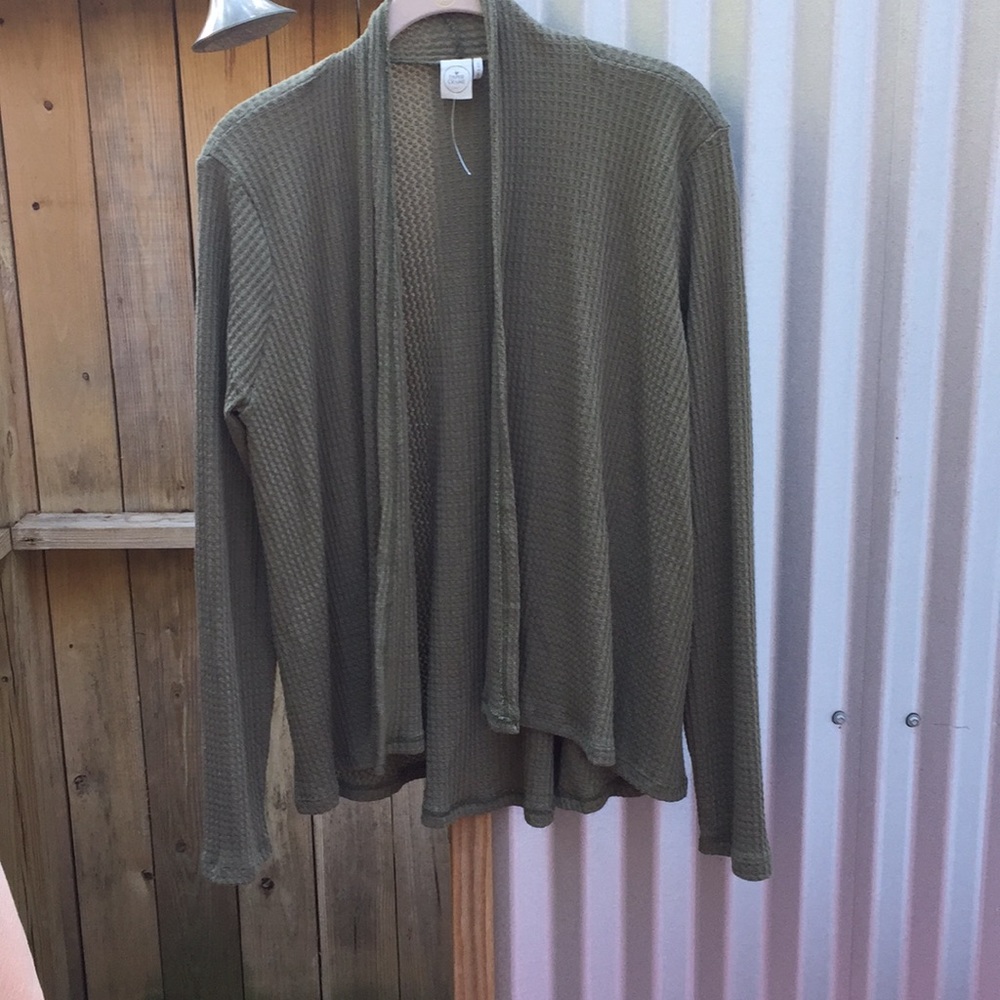NWOT draped cardigan. Olive green. Large.